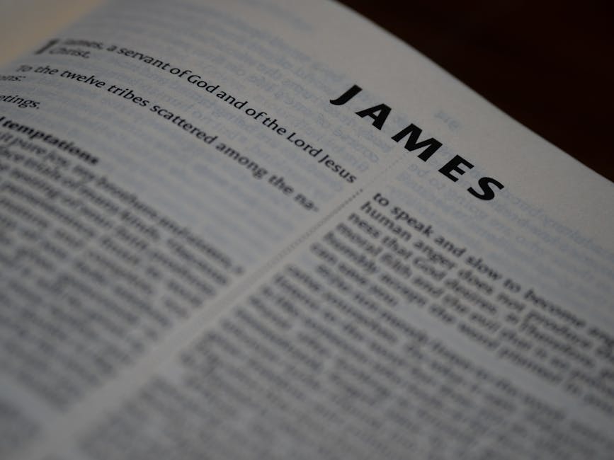 Detailed image of the Book of James from the New Testament with visible text.